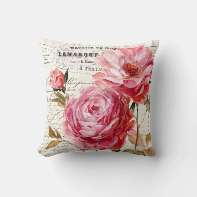 Französische Rose, Shabby Chic, Kissen (Vorderseite)