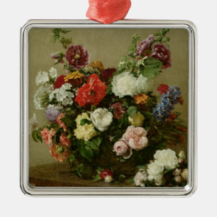 Französische Rosen und Pfingstrosen, 1881 Silbernes Ornament