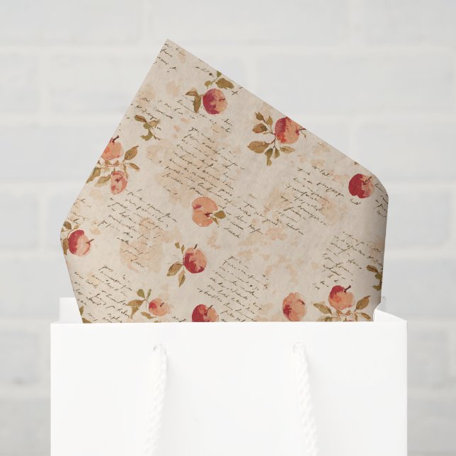 Französische rote Äpfel Brautparty Seidenpapier (Geschenktüte)
