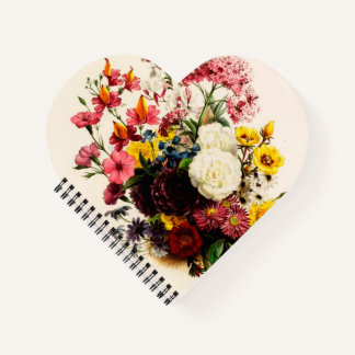 Französische rustikale Blume Herzdesign Notebook Notizbuch