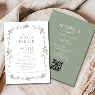 Französische Sage-Grün viktorianische Hochzeit All Einladung