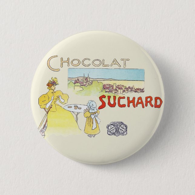 Französische Schokolade Viktorianische Zuckerware Button (Vorderseite)