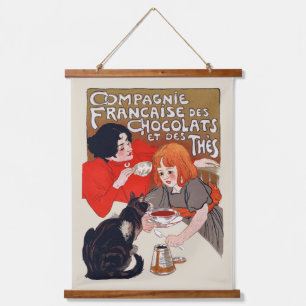 Französische Schokoladen-Party Steinlen Kunst Wandteppich Mit Holzrahmen