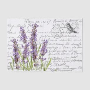 Französische Schrift Vintage Lavendel Vogel Postka Seidenpapier