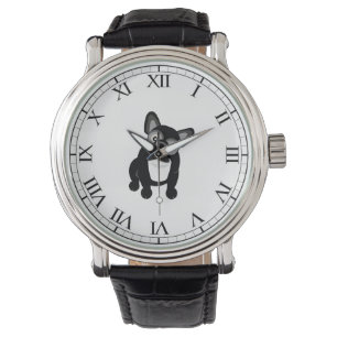 Französische Schwarzweiss-Bulldogge Armbanduhr
