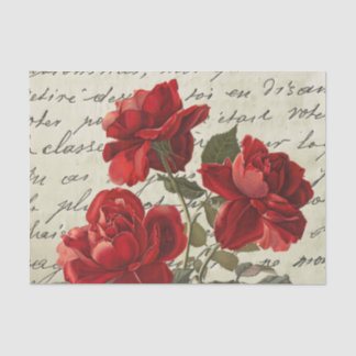 Französische Script-Rote Rose Floral Vintag Seidenpapier