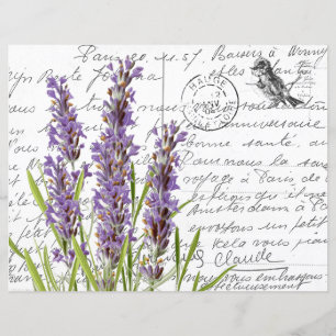 Französische Script Vintag Lavender Bird Postcard