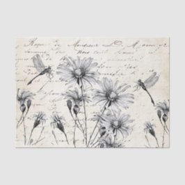 Französische Script-Wildblume Dragonfly Decoupage  Seidenpapier