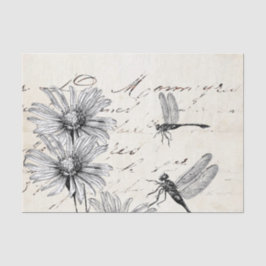 Französische Script-Wildblume Dragonfly Decoupage  Seidenpapier