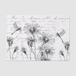 Französische Script-Wildblume Dragonfly Decoupage  Seidenpapier