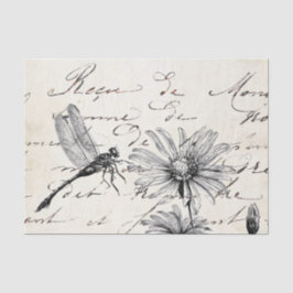 Französische Script-Wildblume Dragonfly Decoupage  Seidenpapier