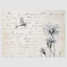 Französische Script-Wildblume Dragonfly Decoupage