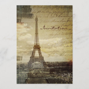 Französische Skripte moderner Vintager Turm Paris Einladung