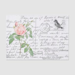 Französische SkriptVintage Fragrant Rose Bird Post Seidenpapier