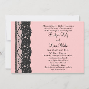 Französische Spitzen-Hochzeitseinladung (rosa) Einladung