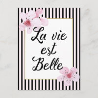 Französische Streifen und Blume, rosa und schwarz