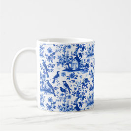 Französische Tasse Vintag Blue & White Floral Kaff