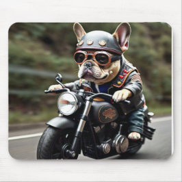 Französische Terrier "Frenchie" - Motorradfahren Mousepad