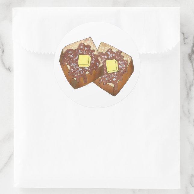 Französische Toast Butter und Syrup Diner Frühstüc Runder Aufkleber (Tasche)