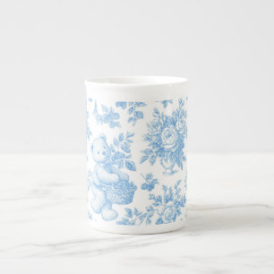 Französische Toile-Blumen-Bären-Baby-Party Prozellantasse