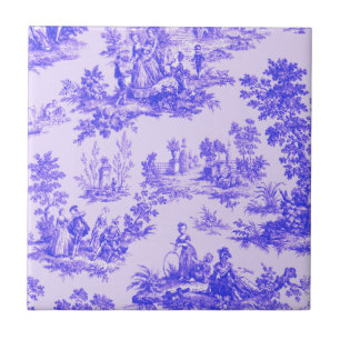 Französische Toile de Jouy blau-weiß elegant Fliese