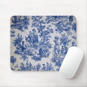 Französische Toile de Jouy blau-weiß elegant Mousepad