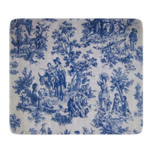 Französische Toile de Jouy blau-weiß elegant Schneidebrett