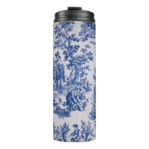 Französische Toile de Jouy blau-weiß elegant Thermosbecher