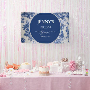 Französische Toile de Jouy Blau-Weiße Brautparty Banner