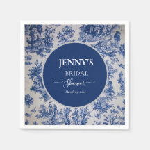 Französische Toile de Jouy Blau-Weiße Brautparty