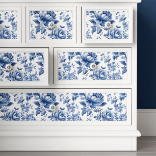 Französische Toile De Jouy Blaue Blumen Dekupage Seidenpapier