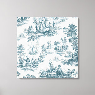 Französische Toile de Jouy in sagem Grün elegant Leinwanddruck