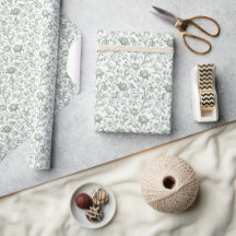 Französische Toile de Jouy in Salbeigrün, vintage 