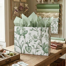 Französische Toile de Jouy in Salbeigrün, Vintage-