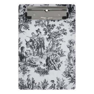 Französische Toile de Jouy Schwarz-Weiß elegant Mini Klemmbrett