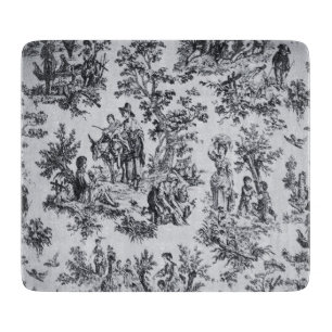Französische Toile de Jouy Schwarz-Weiß elegantes Schneidebrett