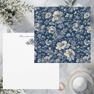 Französische Toile De Jouy Vintage Indigo Blau Maß Mitteilungskarte