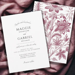 Französische Toile Dusty Rose Florale Hochzeit Einladung