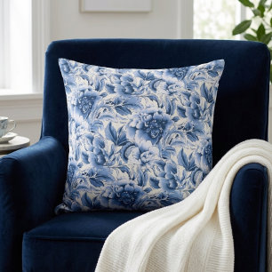 Französische Toile & Toile de Jouy. Blau. Kissen
