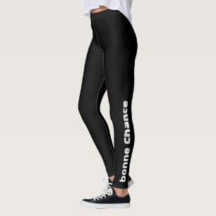 Französische Typografie "Bonne Chance" Elegante Mo Leggings