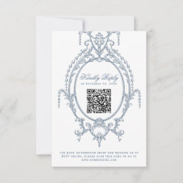 Französische Verzierte Barockkarte QR Code RSVP Ka