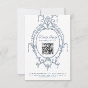 Französische Verzierte Barockkarte QR Code RSVP Ka