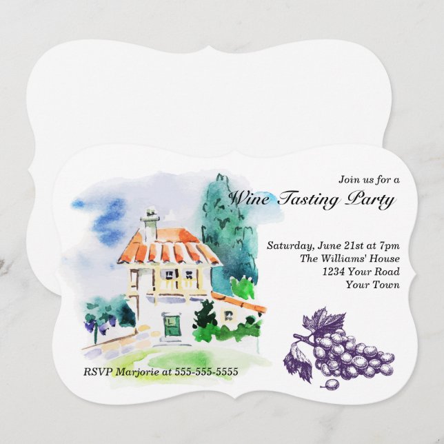 Französische Villa Weinprobe Party Einladung (Vorne/Hinten)