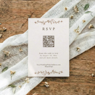 Französische Vintage-Blumen-Braun-Hochzeit RSVP Karte
