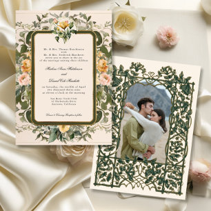 Französische Vintage Blumengelbe Hochzeit Einladung