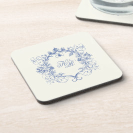 Französische Vintage Doppelmonogramm-Hochzeit Getränkeuntersetzer