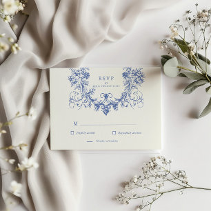 Französische Vintage florale UAWG RSVP Karte