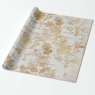Französische Vintage-Goldblumen Geschenkpapier