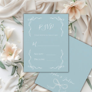 Französische Vintage-Handzeichnung Aqua-Blau-Hochz RSVP Karte