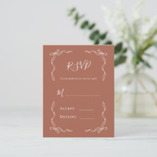 Französische Vintage-Handzeichnung Rust-Hochzeit RSVP Karte